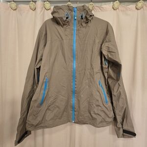 Stoic Taupe Jacket Shell with Blue Accents